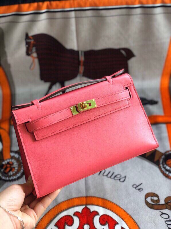 에르메스 미니 켈리백22 립스틱 핑크 금장 스위프트